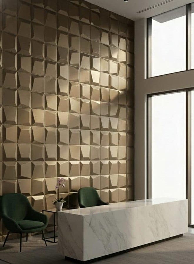 RoseCraft ألواح جدارية ثلاثية الأبعاد هندسية من مادة PVC من RoseCraft - بلاط صوتي مزخرف، سهل التركيب، مقاوم للماء | 50 سم × 50 سم × 4 مم | عبوة من 10 ألواح - Image 1